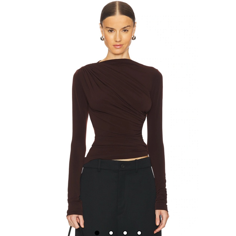 L'Academie Dark Brown Long Sleeve Blouse